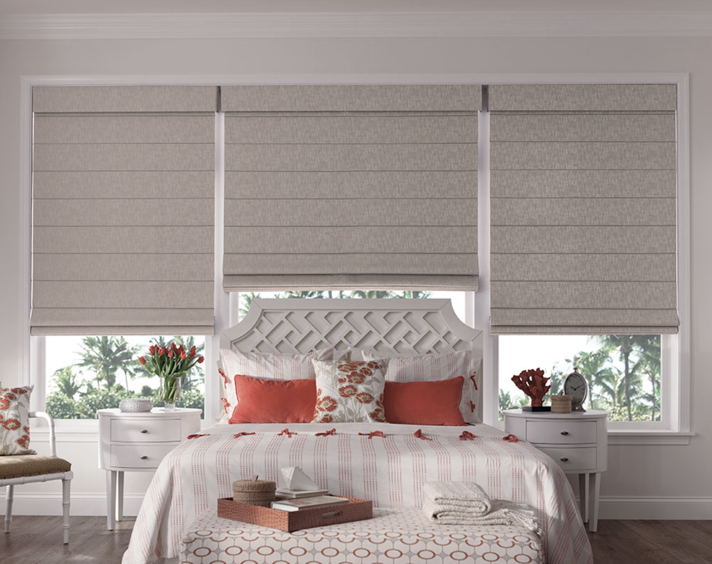 Roman blinds in Dubai with elegant fabric folds