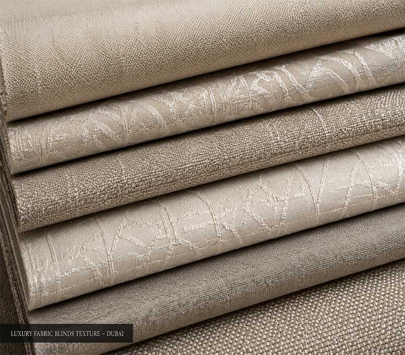 Close-up of premium fabric textures for custom Roman blinds by Home Zone Furniture L.L.C.